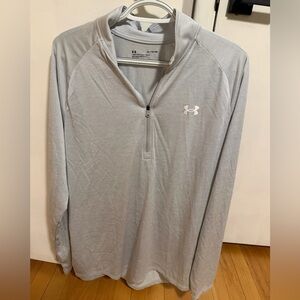 Under Armour Light Gray ½ Zip Long Sleeve Pullover – Men’s  XL (Loose Fit)